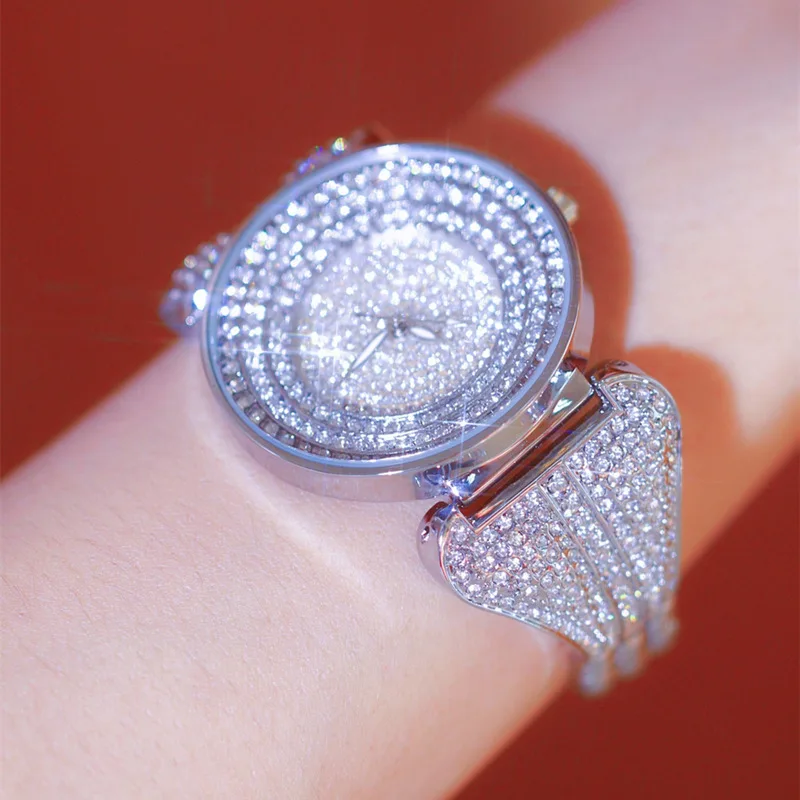 

BS New Full Diamond Women's Watch Crystal Ladies Bracelet Wrist Watches Clock relojes Quartz ladies watches for women108535