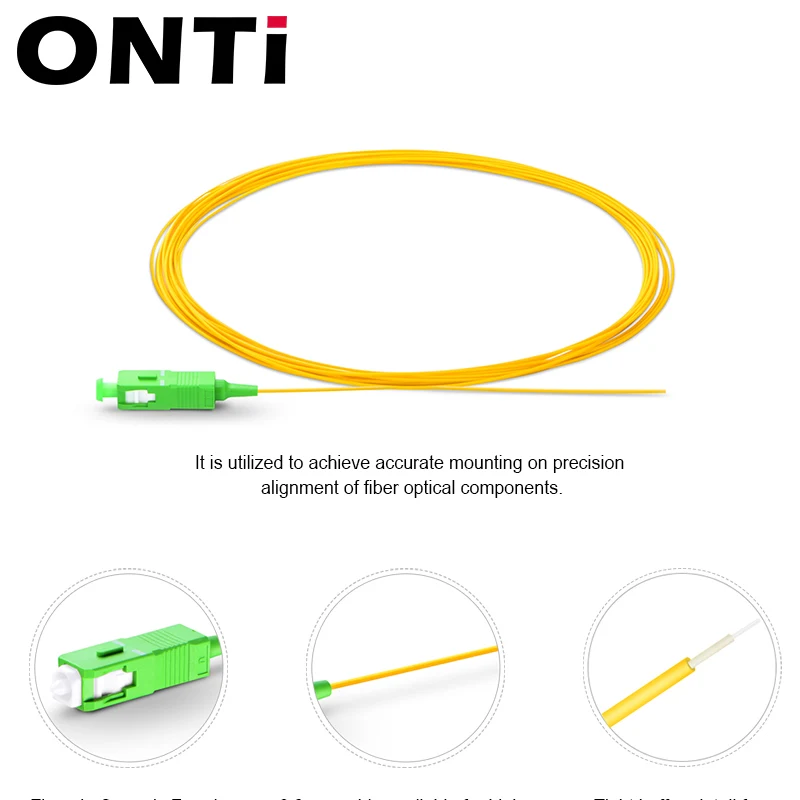 ONTi 20/50/100/200PCS/Lot SC APC / UPC Fiber Pigtail Simplex 9/125 1M Single Mode Fiber Optic Pigtail 0.9mm