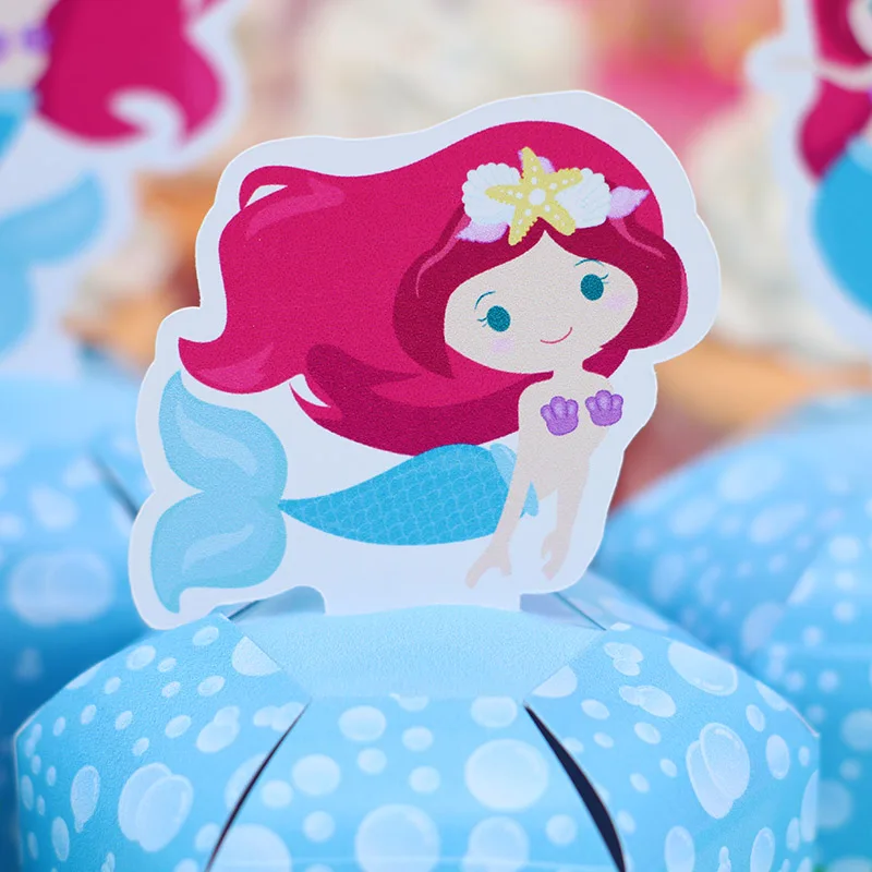 New Pretty Mermaids Favor Box Candy Box Gift Box Cupcake Box Boy Kids Birthday Party Supplies Decoration Event Party Supplies