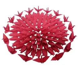 100PCS Folded Red Origami Paper Cranes Bird Garlands for Wedding Birthday Party Backdrop Home Decorations DIY Party Supplies
