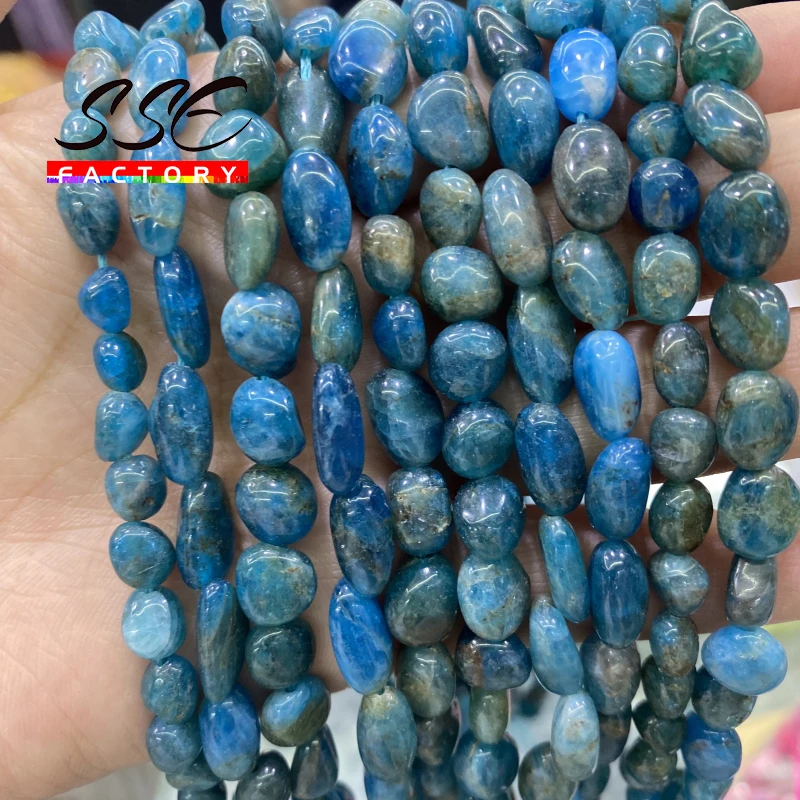 Natural Irregular Blue Apatite Stone Beads Loose Spacer Bead for Jewelry bracelet making DIY Accessories Wholesale 6-8mm 8-10mm image 6