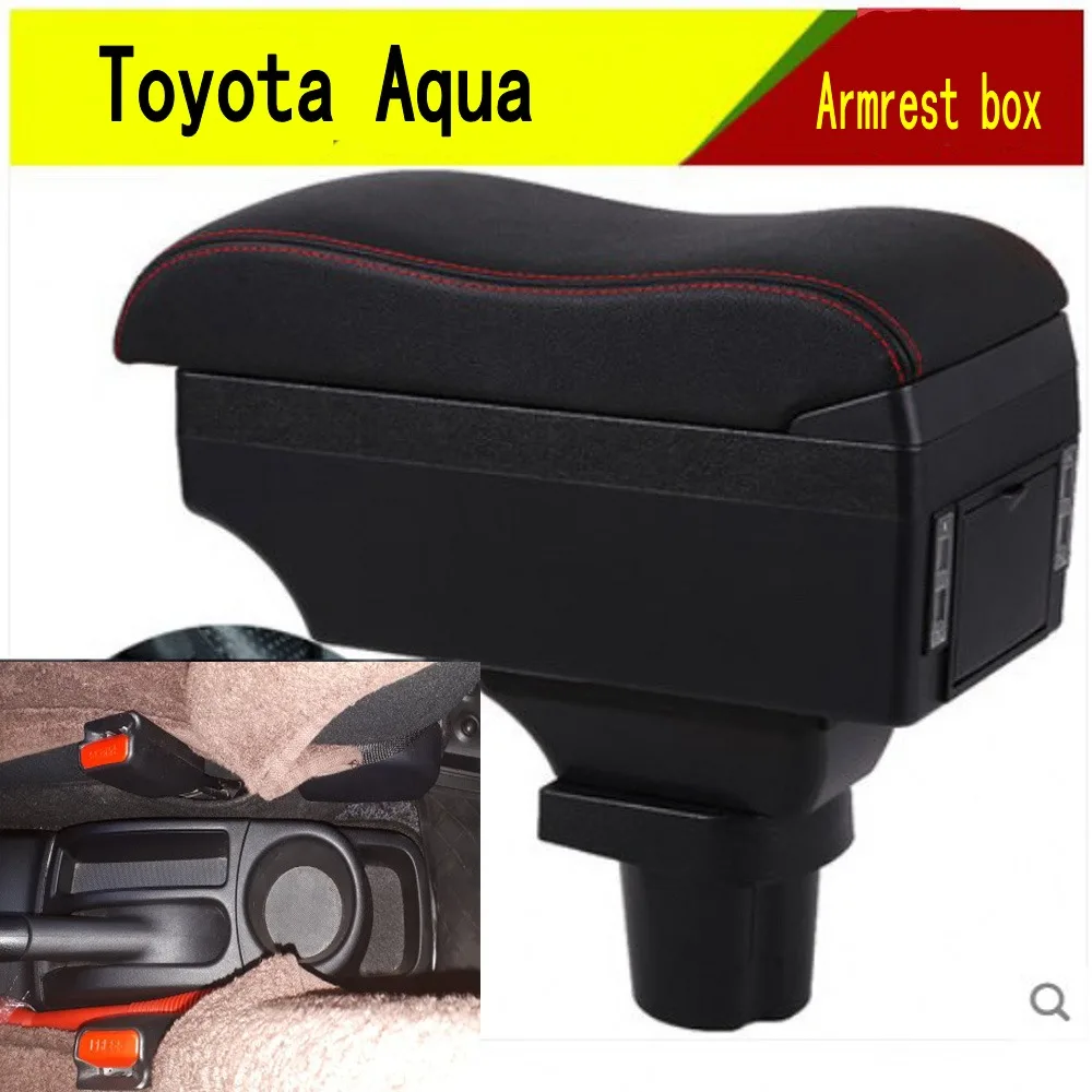 For Toyota Aqua Armrest Box Arm Elbow Rest Center Console Storage Case Modification Accessories with Cup Holder USB Port