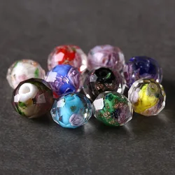 10pcs Japanese Murano Transparent Glass Lampwork Beads 10*8mm Flower Round Faceted Beads for Jewelry Making Women Diy Bracelet