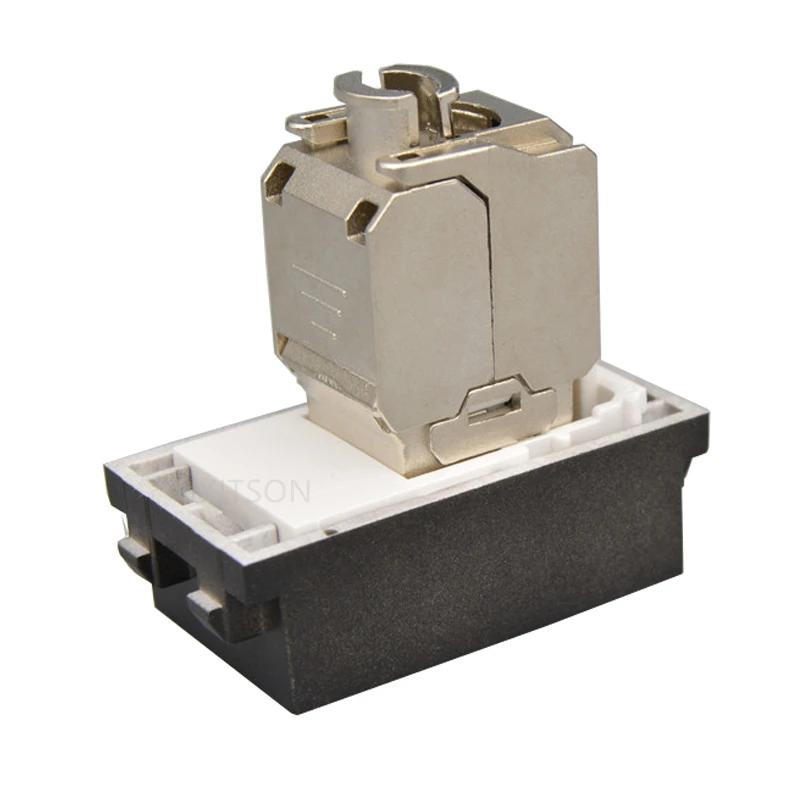 Black Color CAT7 CAT6A RJ45 LAN Module Slot 23x36mm Socket For 10GB Internet Faceplate Plug