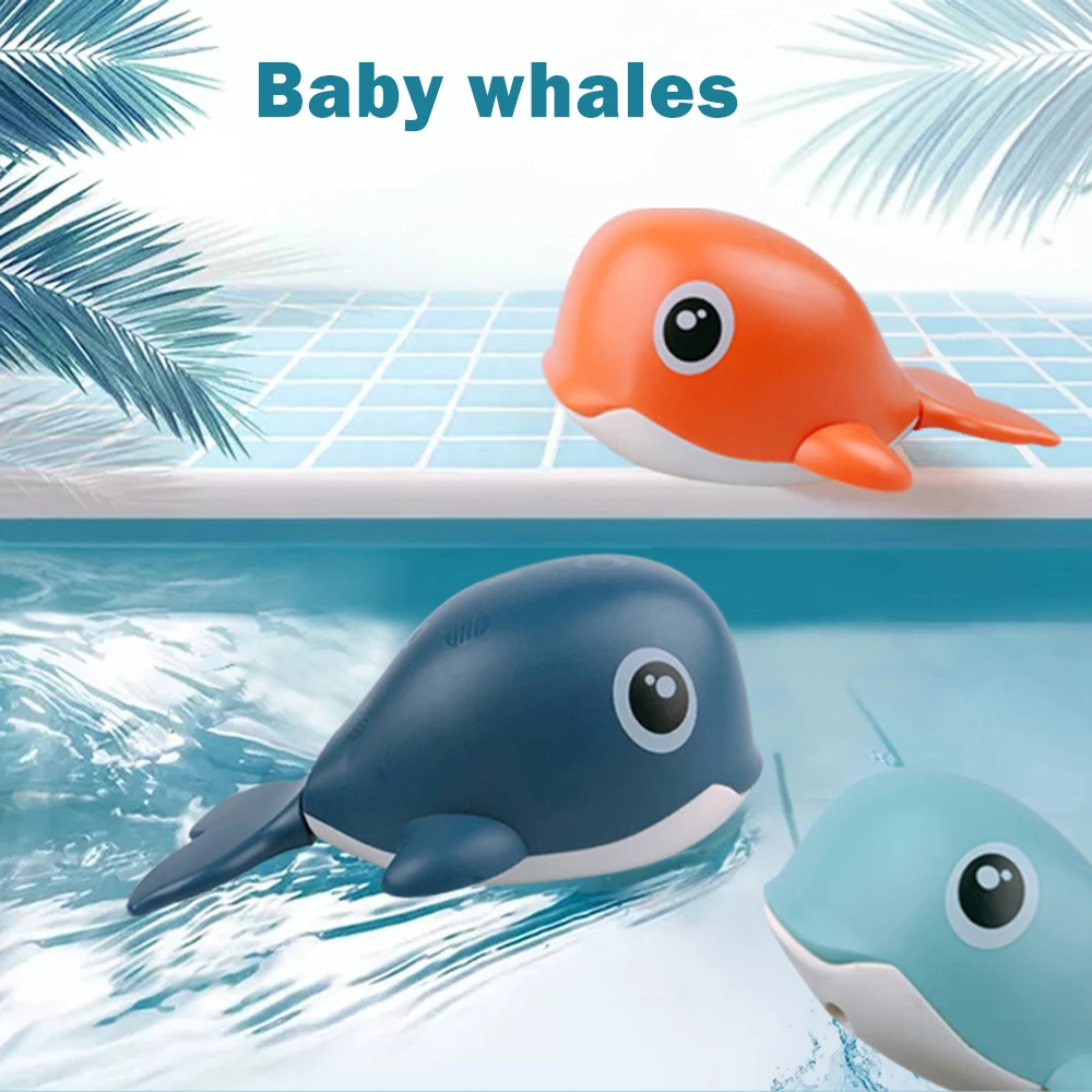 Baby Bath Toys Swimming Wind Up Whale Bathroom Water Floating Toys kids Bathtub Plastic Beach Bathtub Clockwork Cognitive Toy