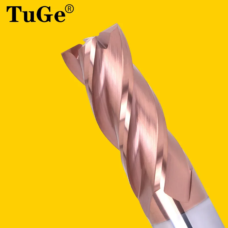 TuGe Tool HRC55 4 Flute Tungsten Steel Carbide End Milling Cutter CNC Flat End Mills for Steel Metal Alloy