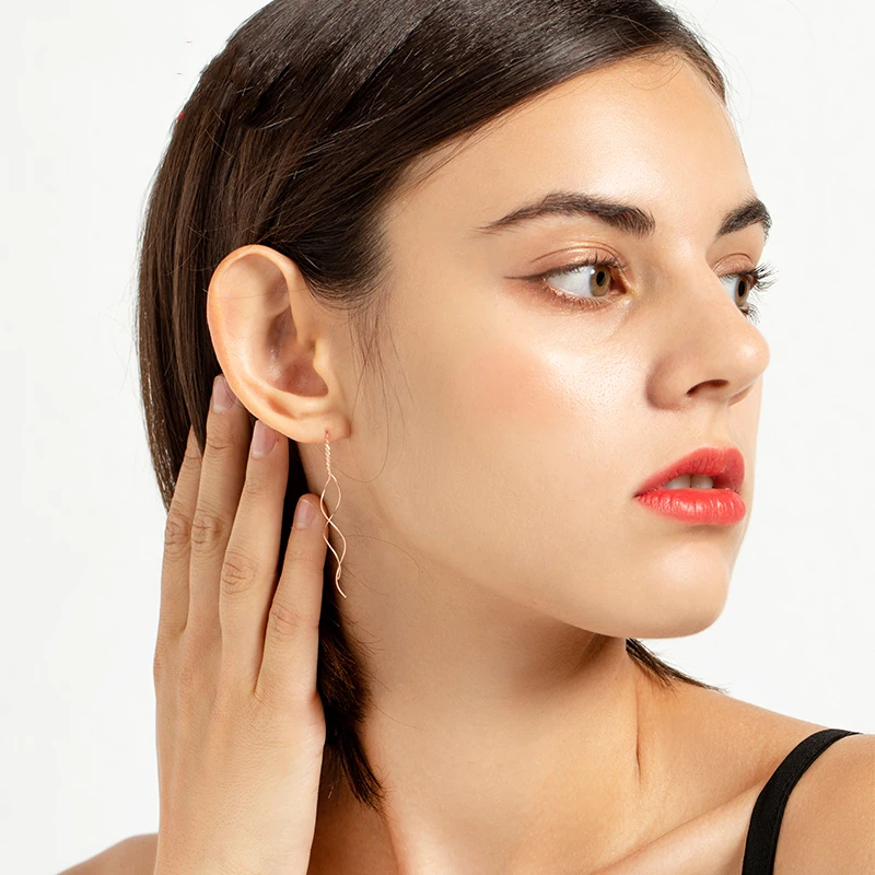 2021 New Korean Style Vintage Gold Color Bar Long Thread Tassel Drop Earrings For Women Pearl Pendant Earring Fashion Jewelry