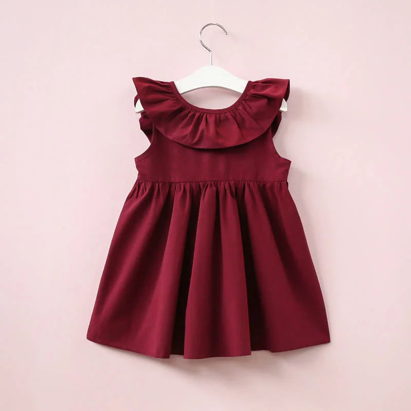 Cute Baby Girls Summer Sundress Bowknot Short Mini Vest Dress Toddler Kids Cotton Casual Dresses Sleeveless Outfit Red Pink