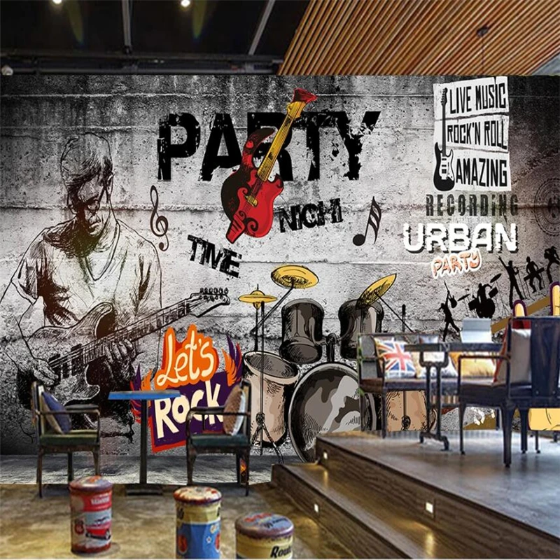 

beibehang papel de parede Custom wallpaper 3d mural nostalgic cement wall rock bar KTV TV background wall decorative wallpaper