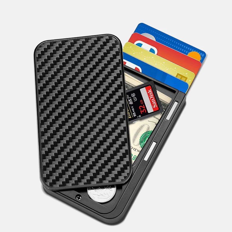 New-Bring Card Holder ID Card Holder Case Men Purse Carbon Fiber Minimalist Rfid Wallet for Credit Cards Bank Business