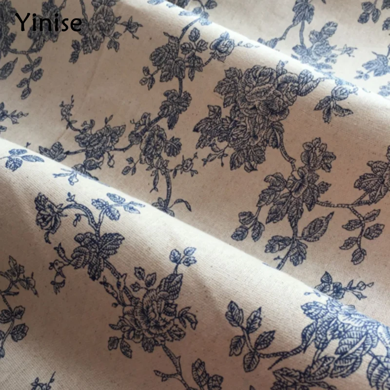 LINENCotton Fabric For Clothing Quilting FLOWERS Twill Fabrics Cloth DIY Sofa Curtain Tablecloth Cushion CRAFT SEWING Materiasl