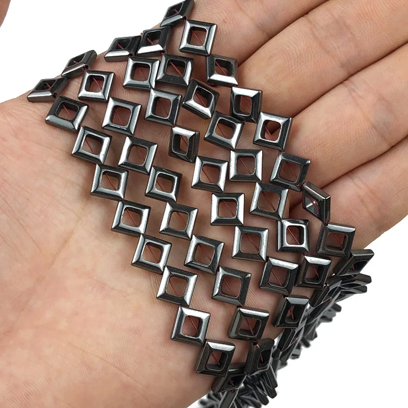 JHNBY Diagonal square Black Hematite 8MM Natural Stone Spacers Loose Beads For Jewelry Making Diy bracelets necklace accessories