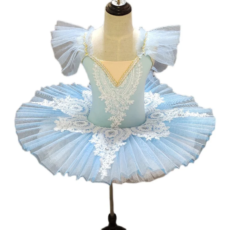 スカイブルーバレエダンスパンケーキチュチュ子供子供プロフェッショナルバレエチュチュ-adulto-バレリーナダンス衣装女の子バレエドレス