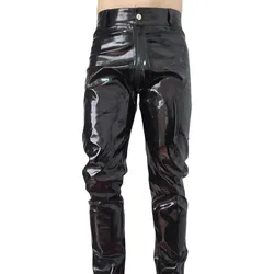 Sexy Men's Faux Leather Wetlook Tight Pants Leggings Clubwear Zip Trousers 2021 Autumn New Baggy Fashion Oversize Sports Pants