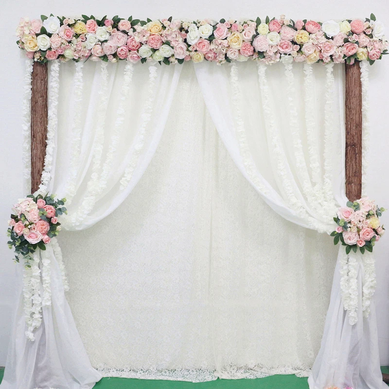 Artificial 2M Rose Flower Row Wedding Arched Door Decor Flores Silk Peony Road Cited Flowers Home Party Decoration Maison