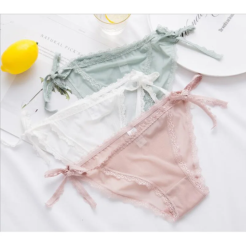 new Underwear 6pc/lot lace lovely T panties solid Low Waist Briefs Young Girl Pants children 12-20y students Teenagers