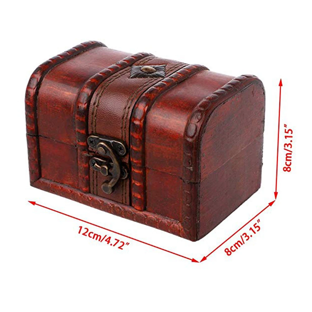 HOT SALES！！！Hot Wooden Vintage Treasure Chest Wood jewelry Storage Box Case Organiser Ring