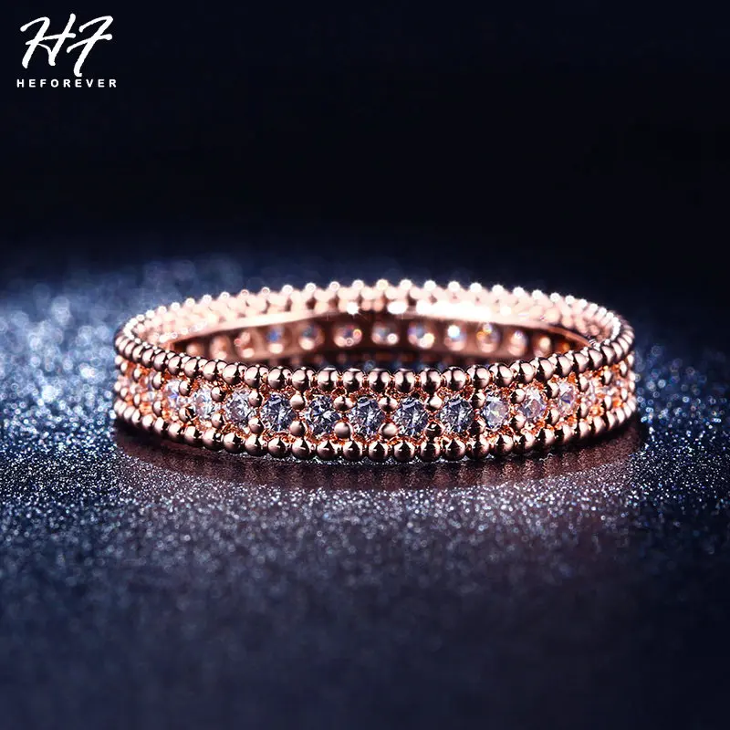 Simple Classic Wedding Ring for Women Rose Gold Color Inlaid Zircon Jewelry Gift to Girlfriend Fashion Jewellry Accessories R490