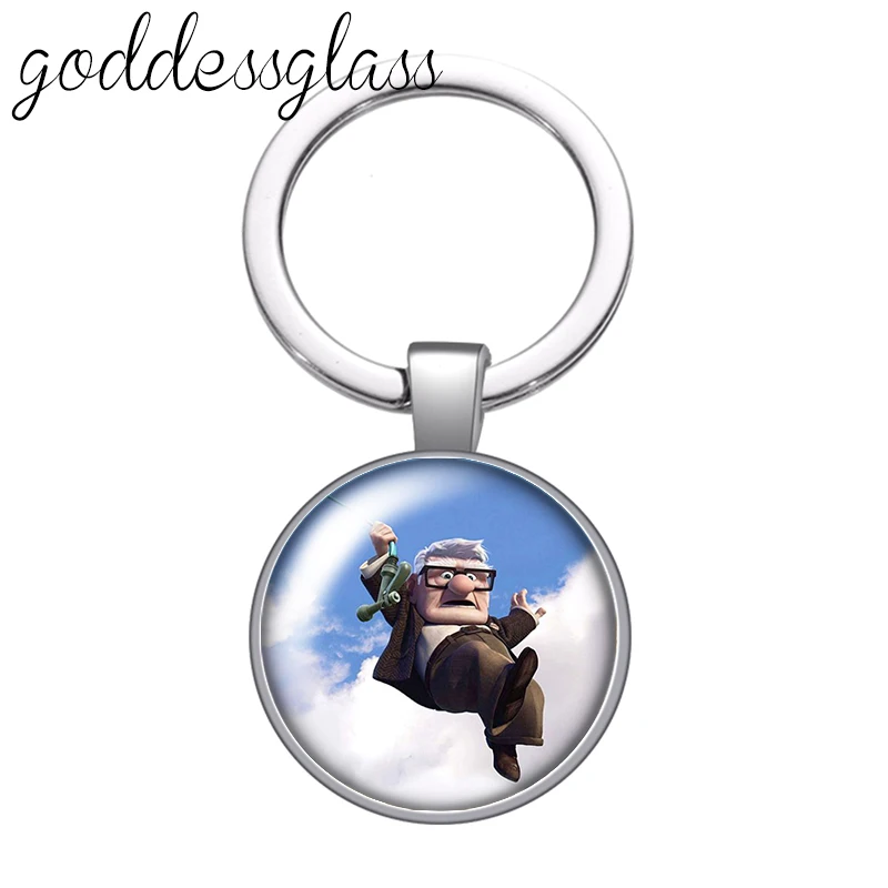 Up Travel with the house Adventure glass cabochon keychain Bag Car key chain Ring Holder Charms keychains gift