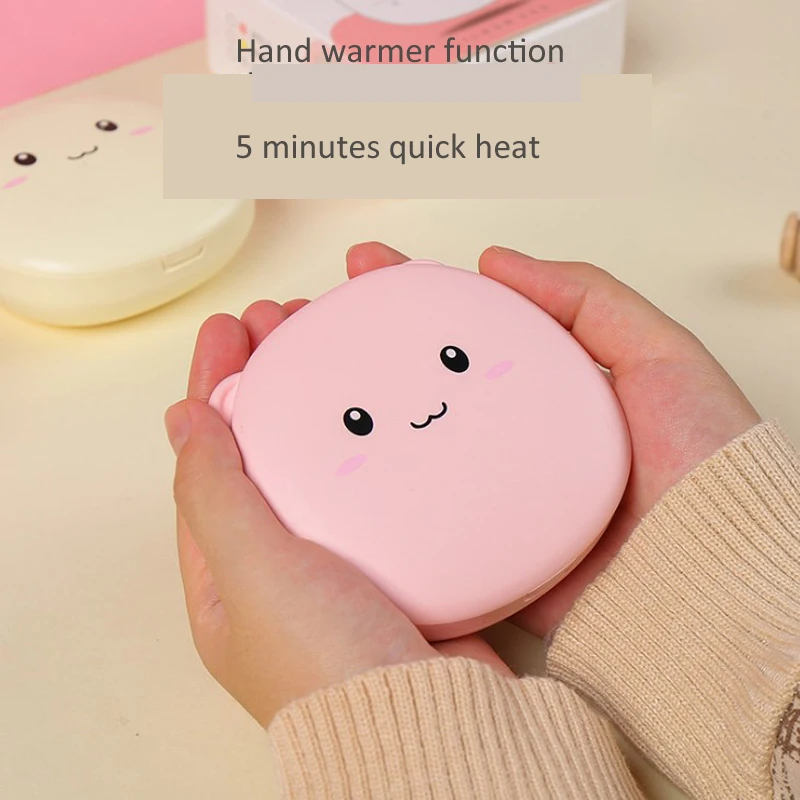 สัตว์เลี้ยงน่ารักมืออุ่นชาร์จ Pad กระจกเครื่องสำอางสาม-In-One แบบพกพาแบตสำรองไฟฟ้าร้อน Treasure