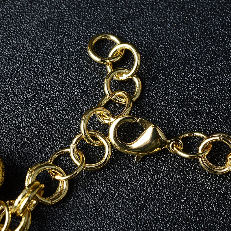 Sunny Jewelry 18K Gold Plated Round Bead Charm Bracelet for Women Ball Shape Pendant Hand Link Chain Party Wedding Jewellery