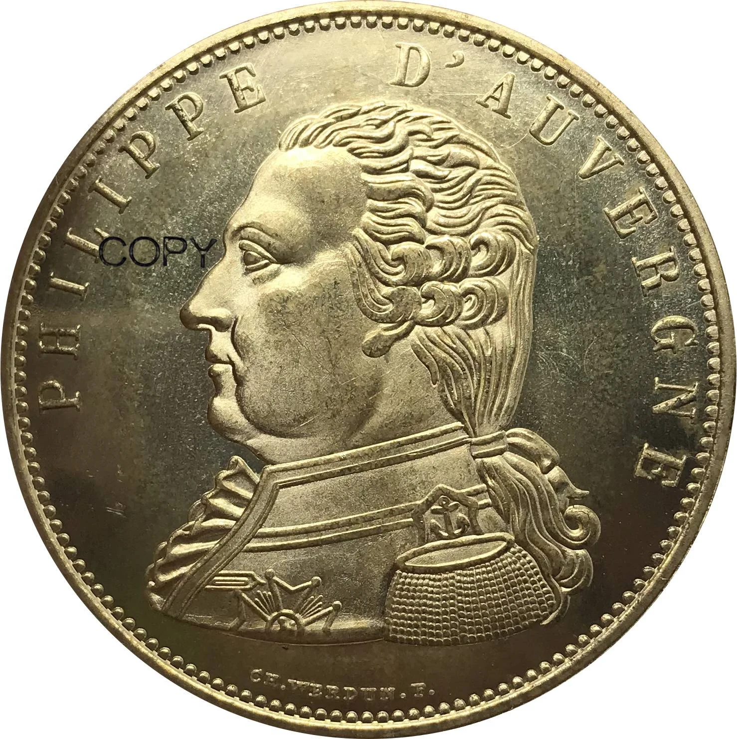 France 5 Francs 1815 Vice Admiral Metal Brass Gold Replica Goods from China Souvenir Collectibles Coins