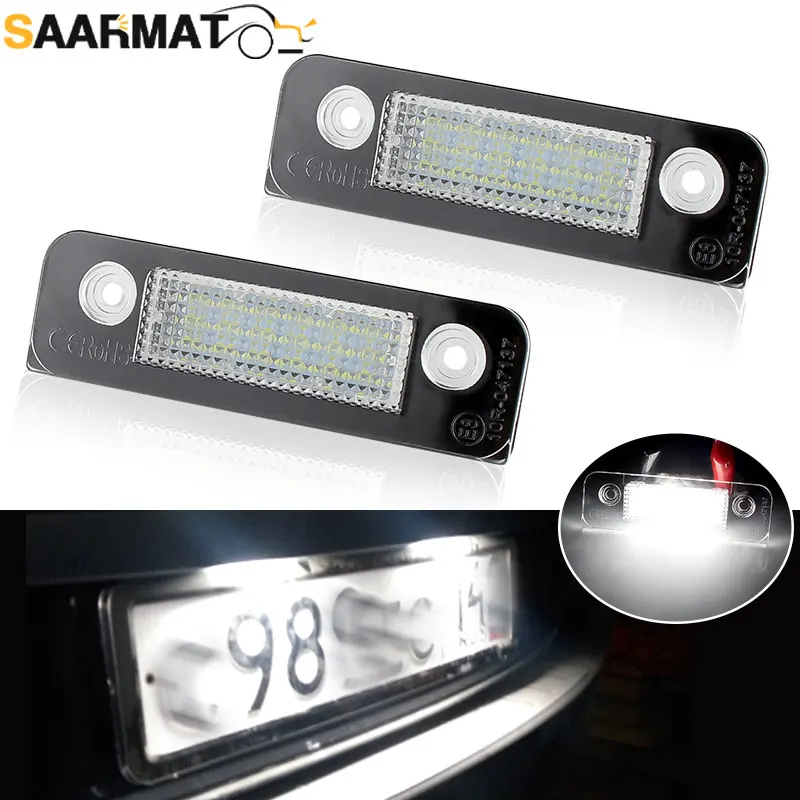 2Pcs LED Rear License Plate Lights Canbus Error Free Number Plate Lights for Ford Fiesta Fusion Mondeo MK2