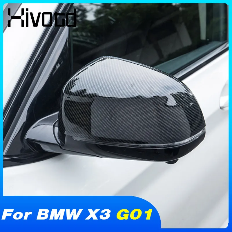

Hivotd Rearview Mirror Cover Side Wing Cap Carbon Fiber Exterior Parts Decoration Car Accessories For BMW X3 G01 2018 2020 2021