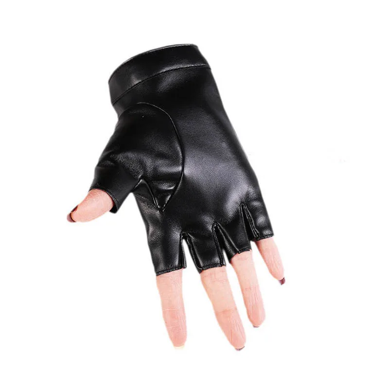 Women Rivet Stage Performance Nightclub Punk Leather Half Finger Gloves Pole Dance Personality Hip Hop Queen Wear-Resistant