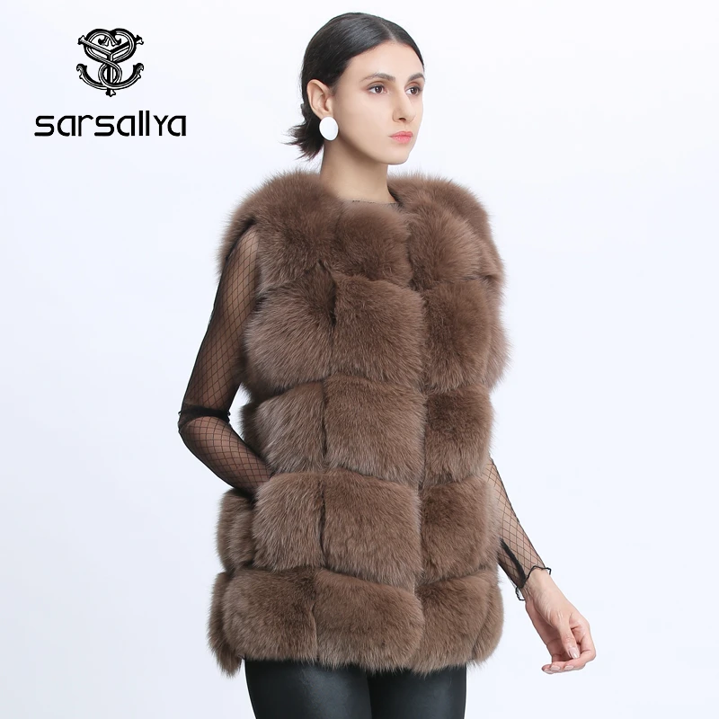 Women Fox Fur Vest Winter Genuine Fox Fur Vest Female Solid Women Vest Jacket Casual Plus Size Sleeveless Coats New Arrival 2020