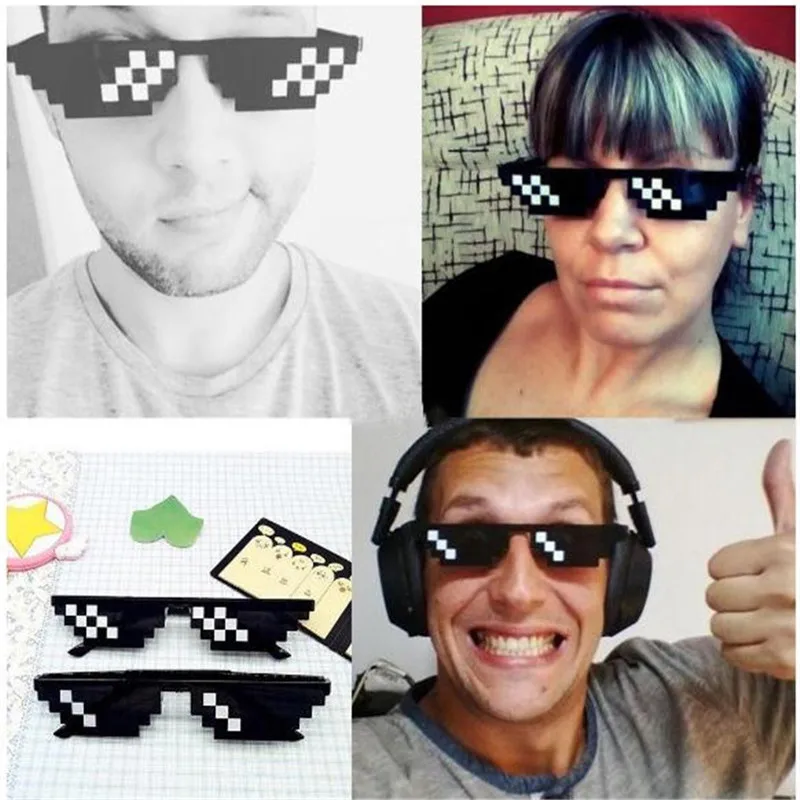 

Sunglasses 8 Bit MLG Pixelated Men Women Kids Thug Life Deal With It Party Eyeglasses Mosaic Vintage Eyewear Punk Rave Outfit