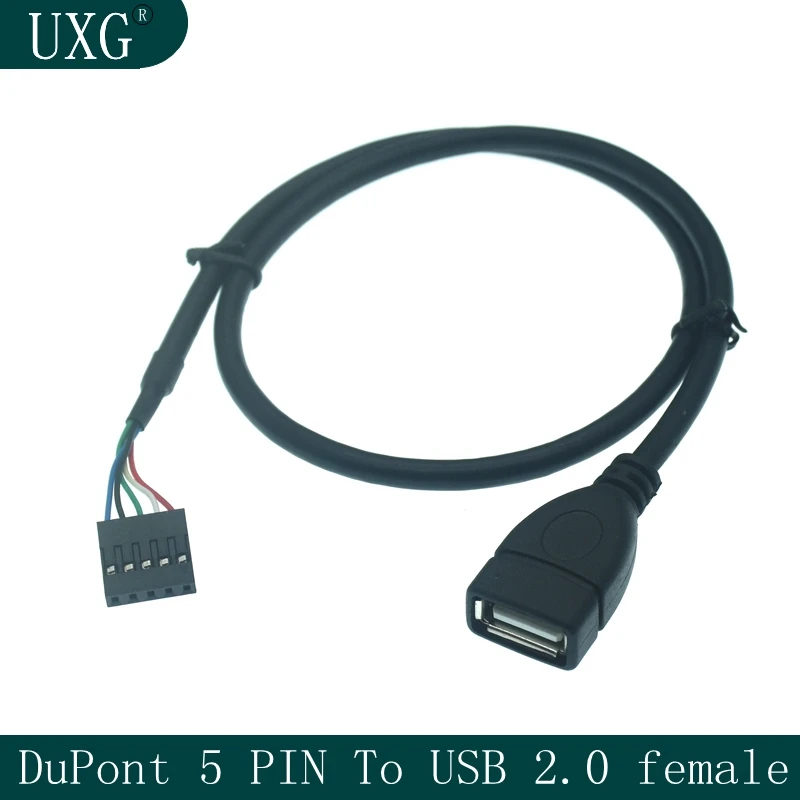 

1 х 15 см USB 2,0 (мама) Dupont 5 Pin гнездовой разъем коллектора адаптер материнской платы кабель Шнур