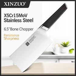 XINZUO 6.5'' Bone Chopper Knife X5Cr15Mov High Crabon Stainless Steel Kitchen Big Knives Cleaver Meat Vegetables Ebony Handle