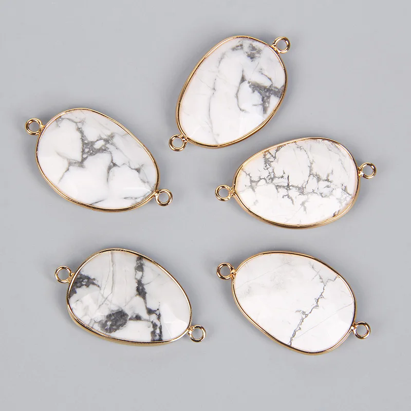 2PCS Natural Stone Slice Charm Pendants for DIY Jewellery Making