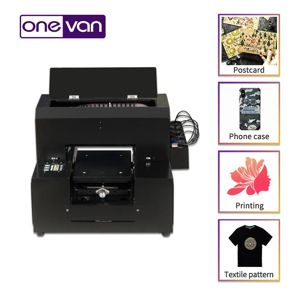 ONEVAN.6 color new multicolor digital flatbed direct jet a4 uv printer.Cheap small UV printer, free delivery to home in Europe