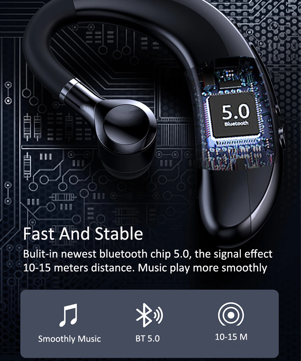 Bluetooth Earphones headphones Handsfree Earloop Wireless headset Drive Call Sports Earphones With Mic For All Smart Phones