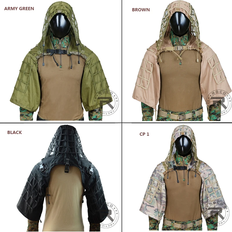 ROCOTACTICAL Sniper Tog Ghillie Suit Foundation Breathable Tactical Viper Hood Camouflage Ghillid Hood