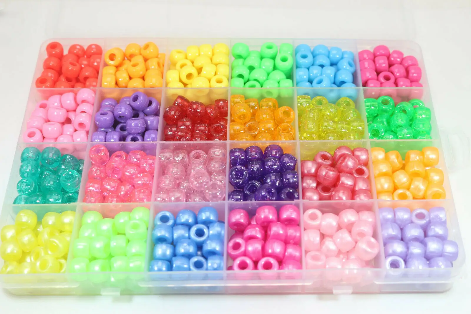 Craft DIY Acrylic Pony Beads Set 9X6mm 24 /15 Color with Organizer Box for Bracelet