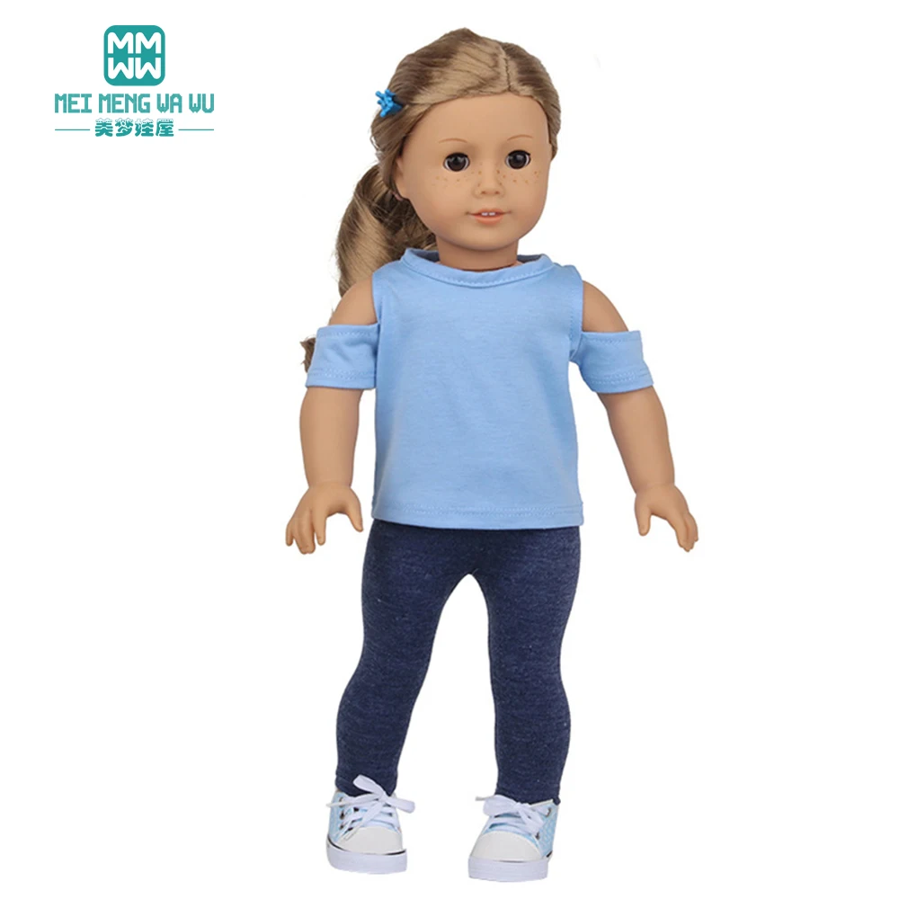 Clothes for doll fit 45 cm American doll accessories Fashion T-shirts, jeans, dresses Girl's gift