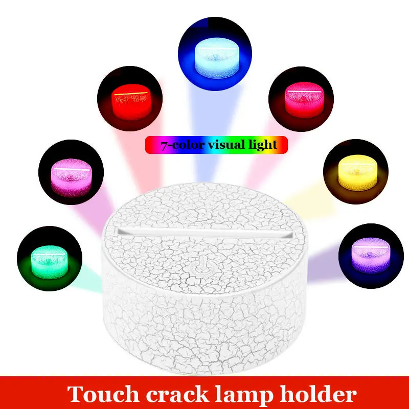 アクリル7色のタッチランプベース,調光可能なLEDライトスタンド,3D USBデスクランプホルダー,卸売,10個