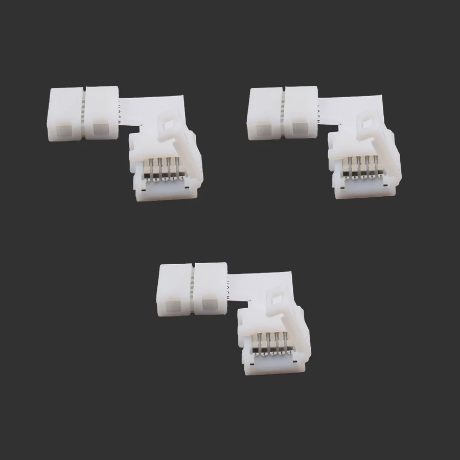 5PCS 10mm L Shape LED Strip Connector 2/3/4/5PIN Free Soldering For connecting corner right angle 5050 RGB RGBW ws2812 LED Strip