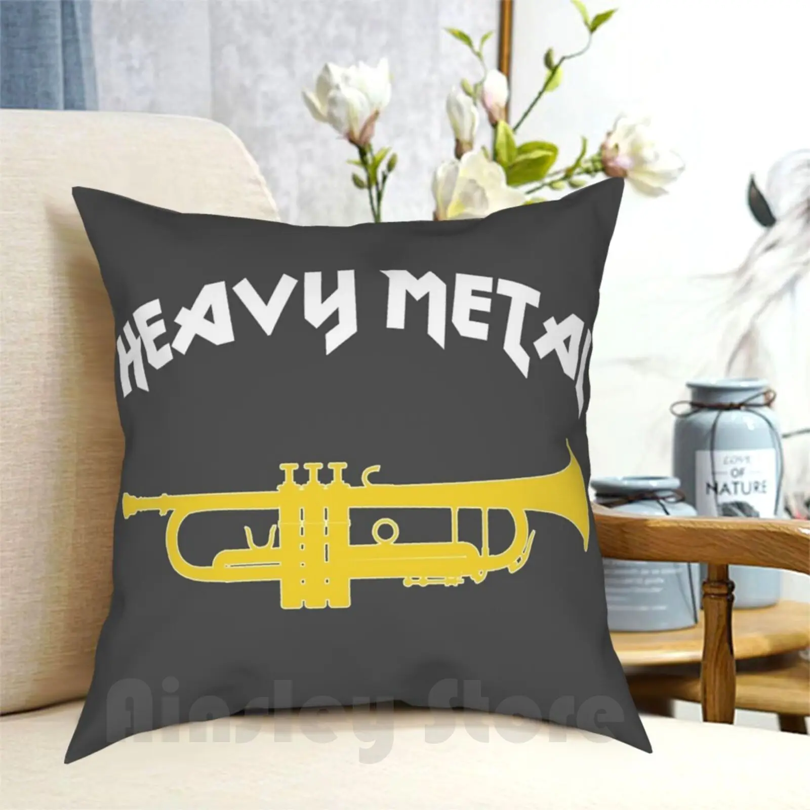 Funny Trumpet Gift , Marching Band , Concert Band-Heavy Metal Pillow Case Printed Home Soft Throw Pillow Trumpet