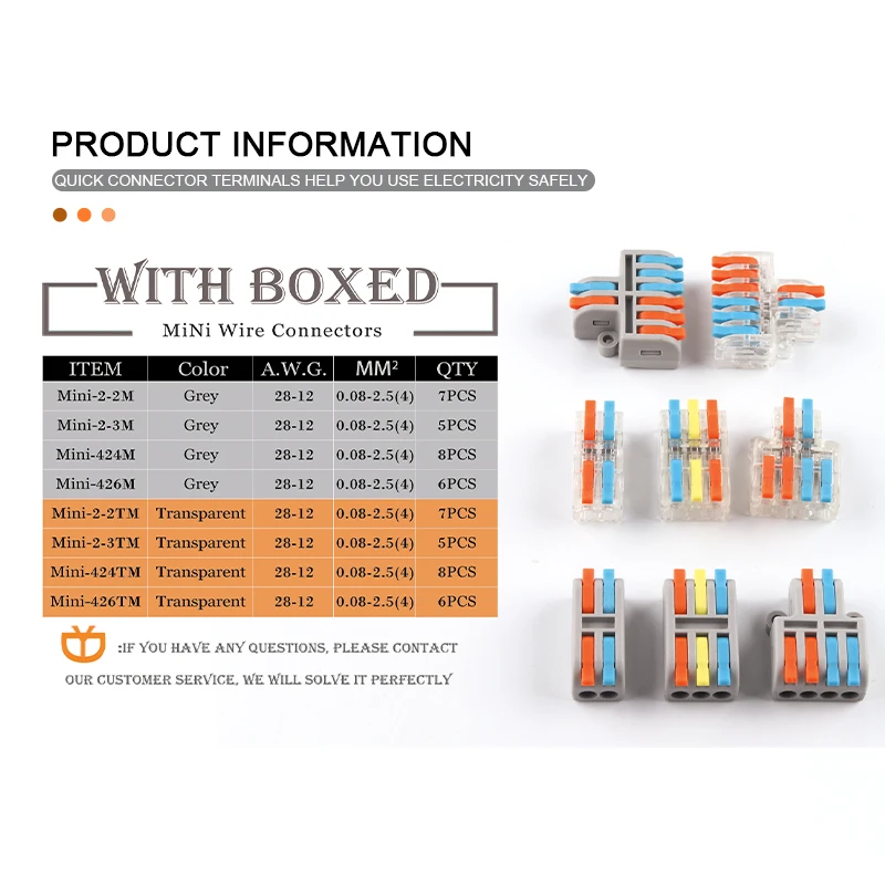 Boxed Mini Splicing Butt Draadconnectors Push-In Dirigent Universele Compacte Terminal Blok Thuis Kabel Splitter Bedrading Connector