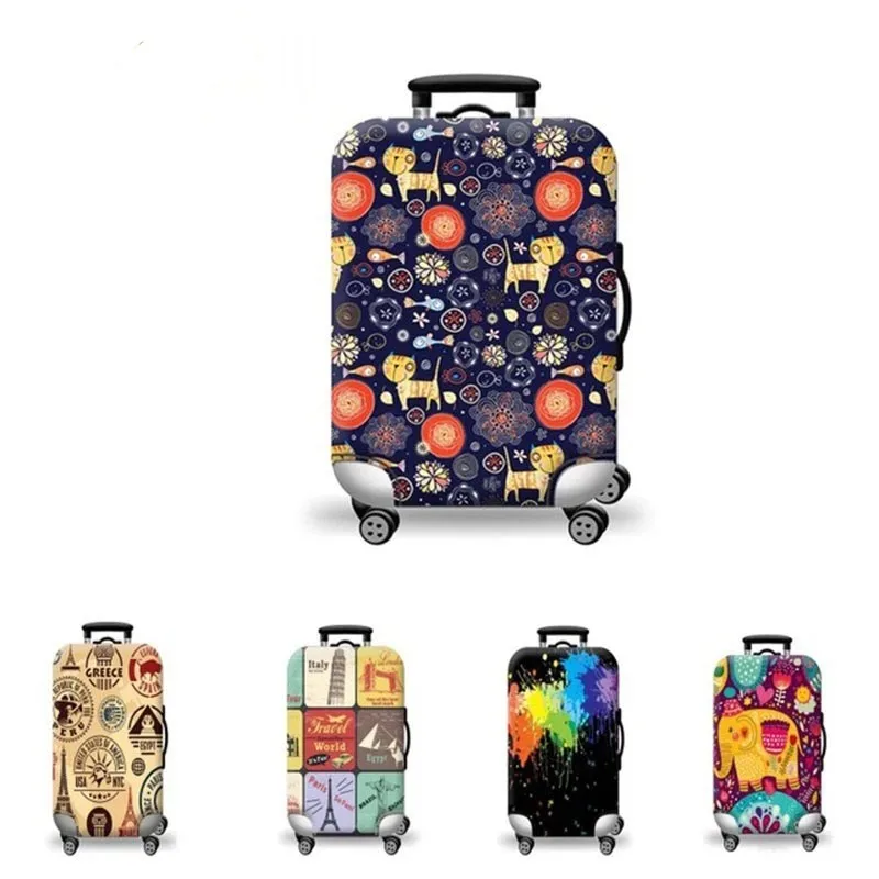 Thick Elastic World Map Luggage Protective Cover Zipper Suit For 18-32 inch Bag Suitcase Covers Trolley Cover Travel Accessories