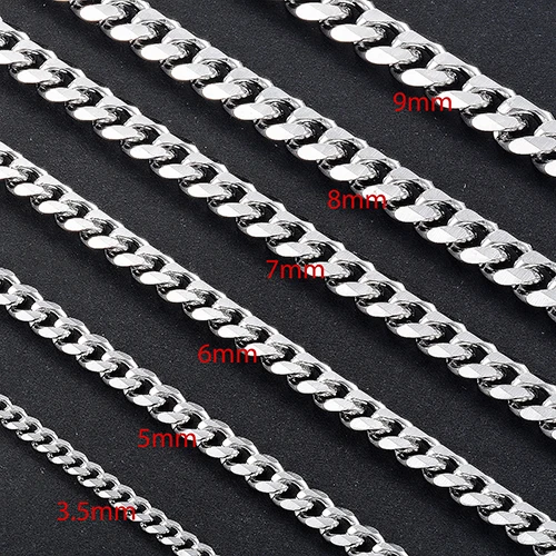 Nie verblassende 3,5mm-11mm Edelstahl-Kubanische Halskette, wasserdicht, Herren-Gliederkette, Geschenk-Schmuck – Detail 5