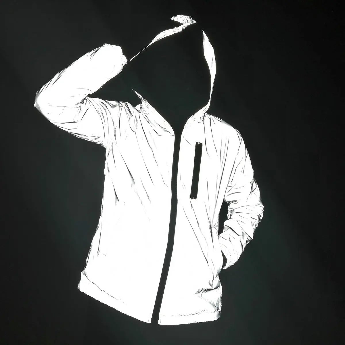 2023 New Women Reflective Jacket Men Girls Light Glowing Coat Boys Hip Hop Streetwear Skateboard Waterproof Outwear Hoodies