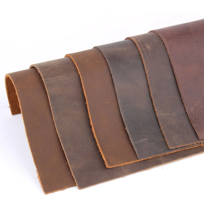 Natural Cow Skin Leather for DIY, Crazy Horse Leather Craft, Belt, Wallet, Bag, Shoes, Notebook, 1.5-2.0mm