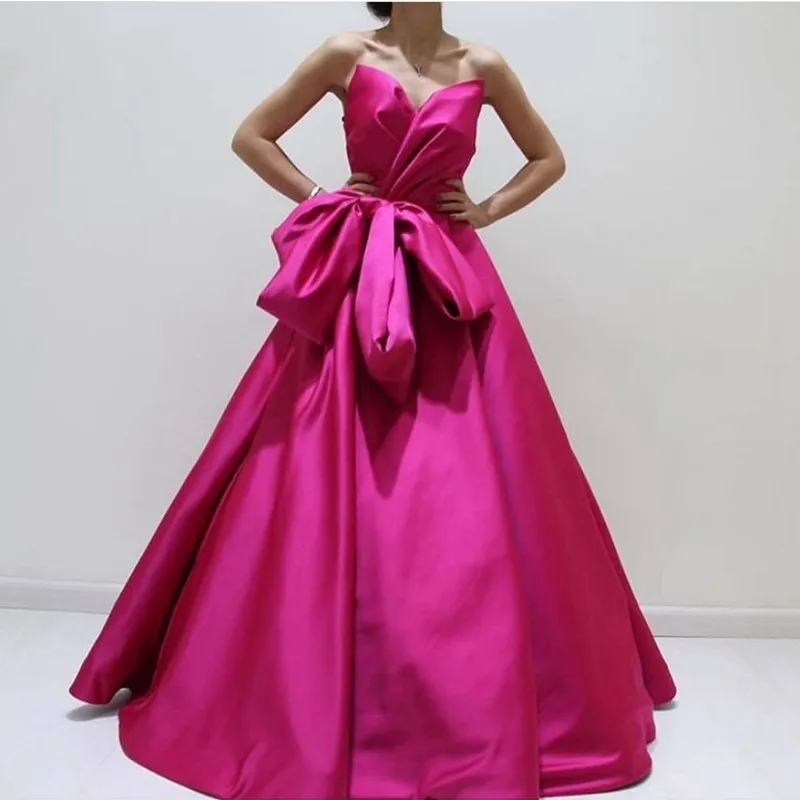 

Vestidos New Arrival V Neck Fushcia Evening Dresses 2024 Formal Dress Women Prom Party Night Gowns Robe Longue Abendkleid