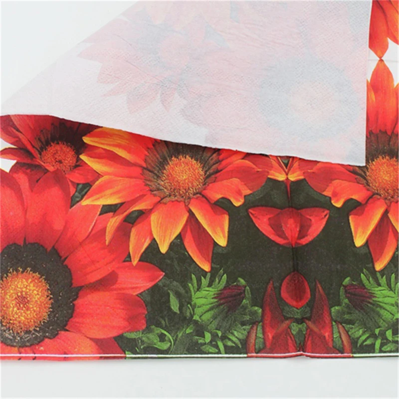 20Pcs/Pack Napkins Paper Flower Pattern Decoupage Napkin Paper Tissue for Xmas Wedding Decor Party Table Supplies Wholesale