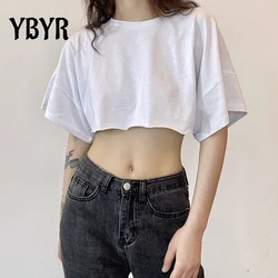 Solid Basic Short Sleeve Womens Tshirt Casual Loose White Fashion Crop Top T Shirt Ladies Fashion Korean short style Tee Shirt